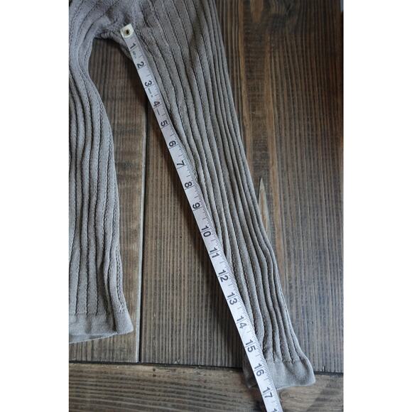 Vintage 90s Cardigan Sweater Womens Small Taupe Silk Rib Knit Minimalist Neutral - Picture 7 of 7